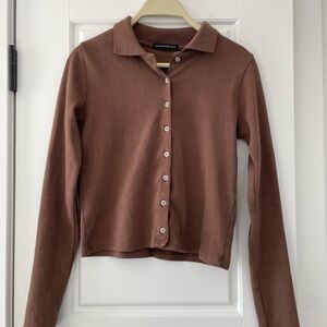 Brandy Melville Cocoa Button-Up Top
